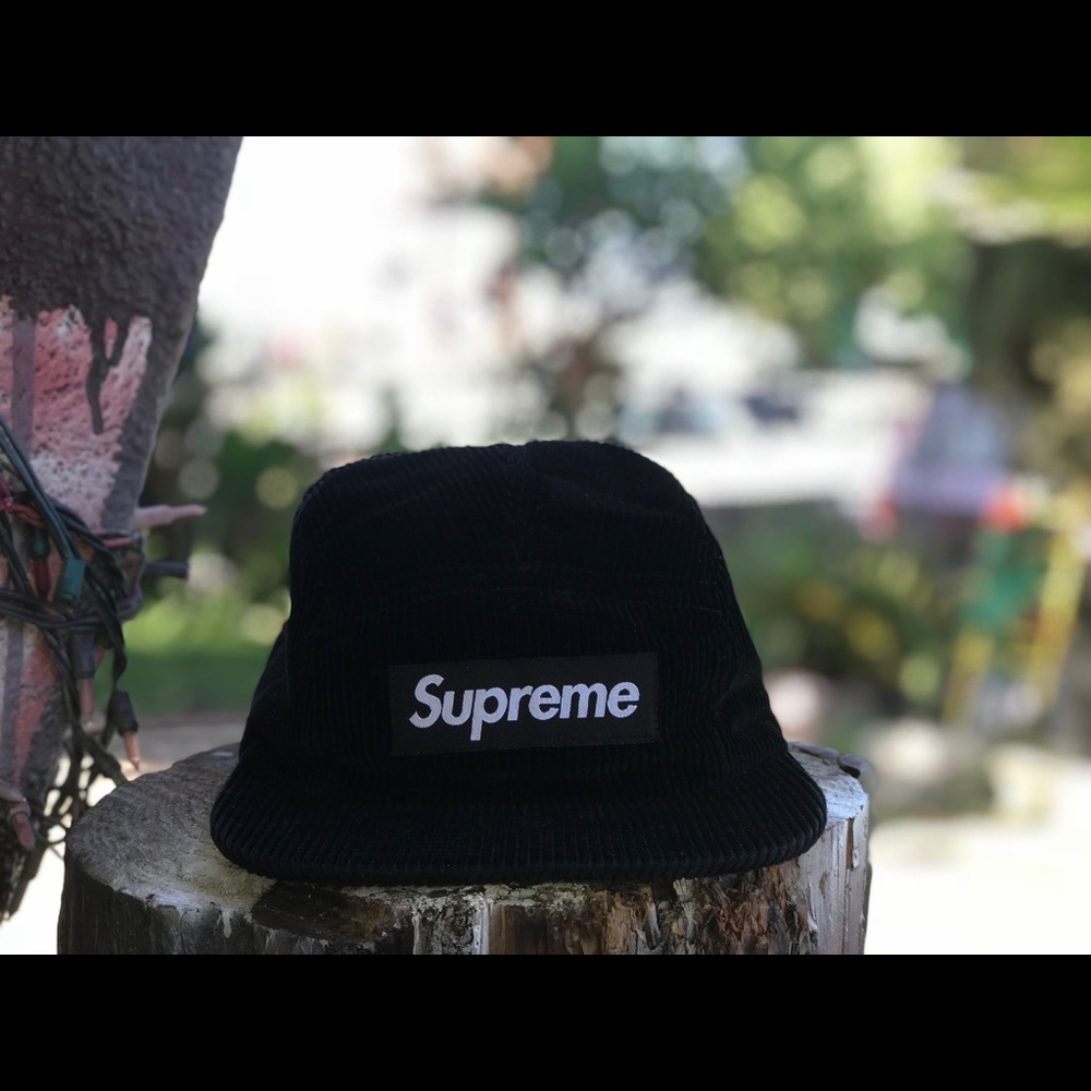 Supreme Corduroy Camp Cap (SS18) Black - Picture 2 of 8